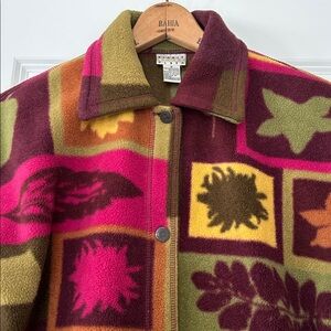 VTG Sigrid Olsen Fleece Jacket w Metal Buttons Oversized Small w MEASUREMENTS